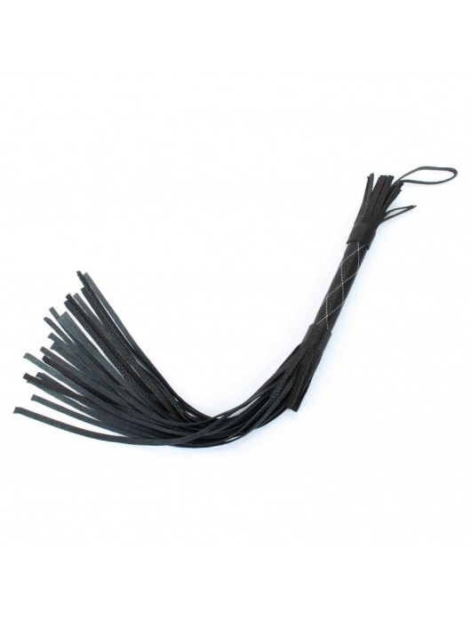 Аккуратная чёрная плетка  из натуральной кожи - БДСМ Арсенал - купить с доставкой в Люберцах