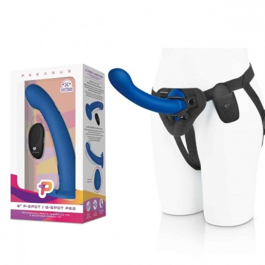Синяя насадка Remote Control P-Spot G-Spot с черными трусиками - 20 см. - Pegasus - купить с доставкой в Люберцах