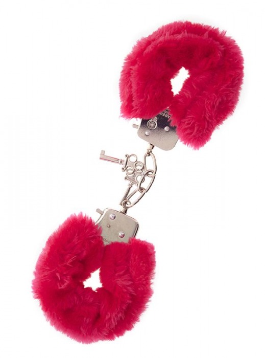 Металлические наручники с красной меховой опушкой METAL HANDCUFF WITH PLUSH RED - Dream Toys - купить с доставкой в Люберцах