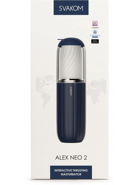 Черно-белый интерактивный мастурбатор Alex Neo 2 - Svakom - в Люберцах купить с доставкой