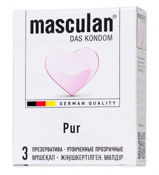 Супертонкие презервативы Masculan Pur - 3 шт. - Masculan - купить с доставкой в Люберцах