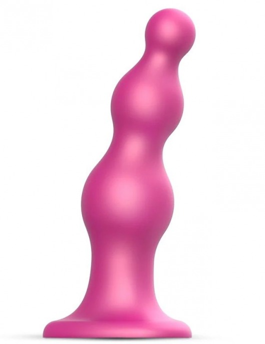 Розовая насадка Strap-On-Me Dildo Plug Beads size L - Strap-on-me - купить с доставкой в Люберцах