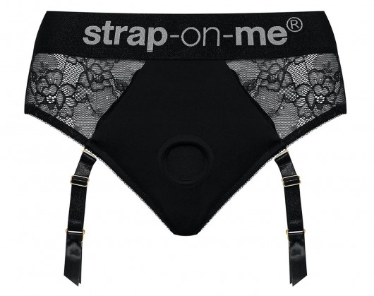 Черные трусики для насадок Diva Lingerie Harness - size S - Strap-on-me - купить с доставкой в Люберцах