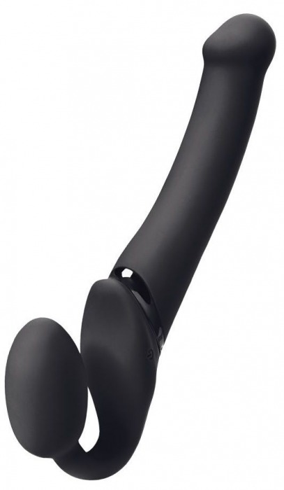 Черный безремневой вибрострапон Silicone Bendable Strap-On - size XL - Strap-on-me - купить с доставкой в Люберцах