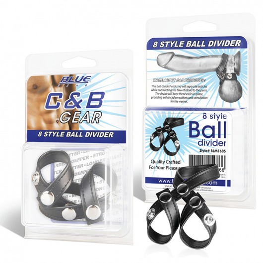 Разделитель мошонки из искусственной кожи на клепках 8 STYLE BALL DIVIDER - BlueLine - купить с доставкой в Люберцах
