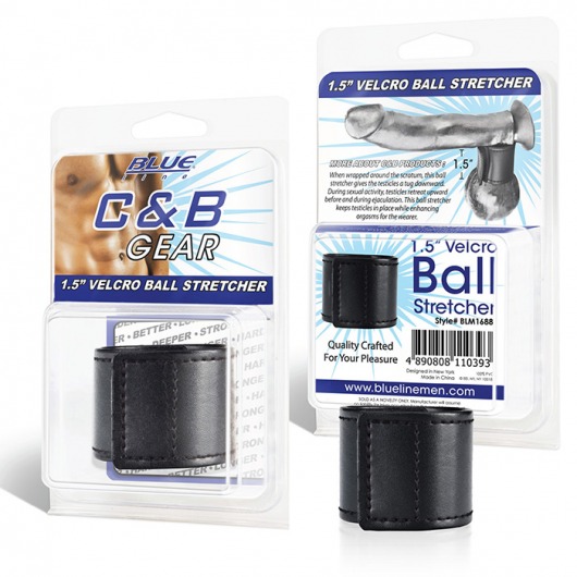 Хомут-утяжка для мошонки из искусственной кожи на липучке VELCRO BALL STRETCHER- 4 см. - BlueLine - в Люберцах купить с доставкой