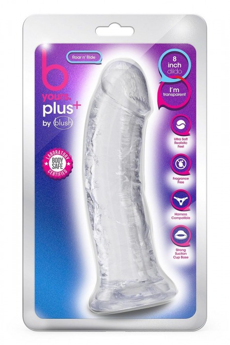 Прозрачный фаллоимитатор-реалистик Roar n Ride - 20,3 см. - Blush Novelties