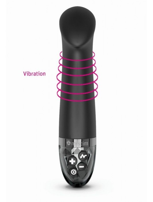 Черный вибратор с функцией электростимуляции Right on Ron - 17 см. - MyStim - купить с доставкой в Люберцах