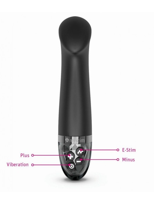 Черный вибратор с функцией электростимуляции Right on Ron - 17 см. - MyStim - купить с доставкой в Люберцах