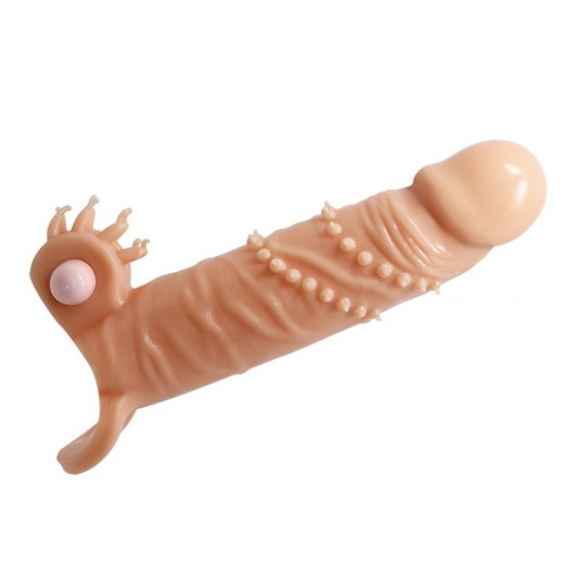 Телесная удлиняющая вибронасадка Penis Sleeve Connor - 17 см. - Baile - в Люберцах купить с доставкой