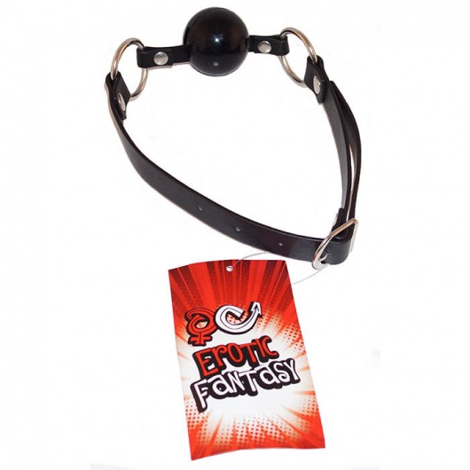 Силиконовый черный кляп-шарик на ремне Black Ballgag - Erotic Fantasy - купить с доставкой в Люберцах
