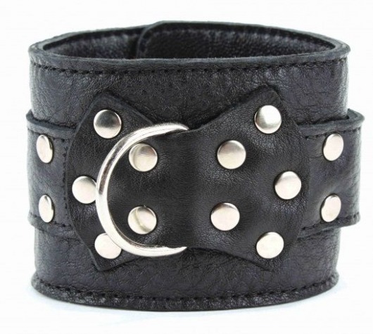 Чёрные наручники  из кожи с пряжкой - БДСМ Арсенал - купить с доставкой в Люберцах