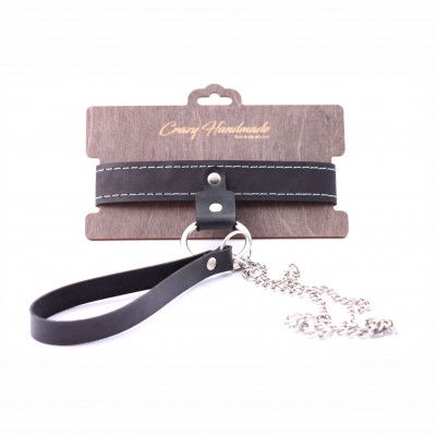 Узкий однослойный ошейник с поводком - Crazy Handmade - купить с доставкой в Люберцах