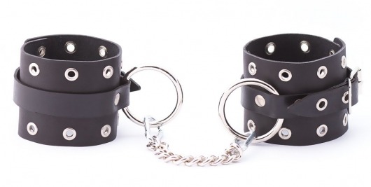 Черные кожаные оковы с люверсами - Crazy Handmade - купить с доставкой в Люберцах