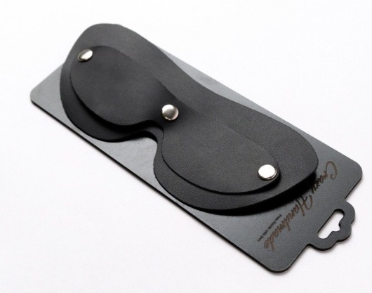 Черная кожаная маска на глаза со съемной шторкой - Crazy Handmade - купить с доставкой в Люберцах