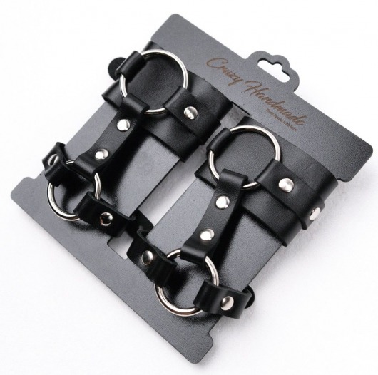 Черные наручники с креплением на кисть руки - Crazy Handmade - купить с доставкой в Люберцах