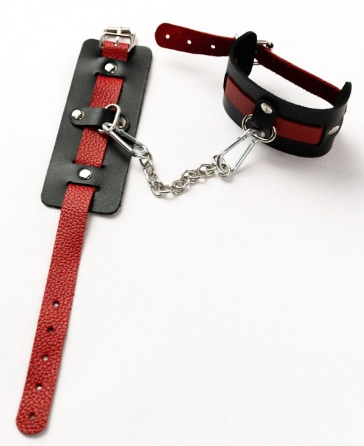 Черные оковы с красным декором и заклепками - Crazy Handmade - купить с доставкой в Люберцах