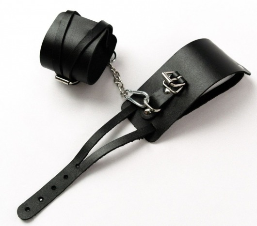 Черные кожаные оковы с креплением в виде веревочек - Crazy Handmade - купить с доставкой в Люберцах