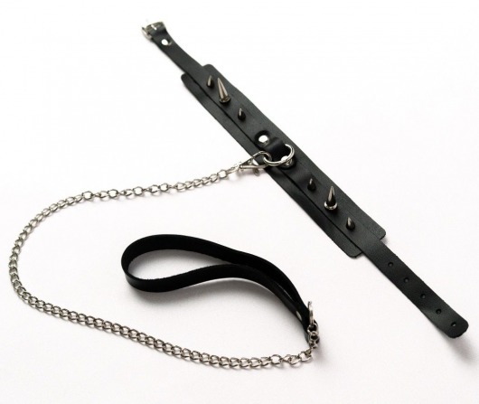 Черный ошейник с шипами и поводком - Crazy Handmade - купить с доставкой в Люберцах