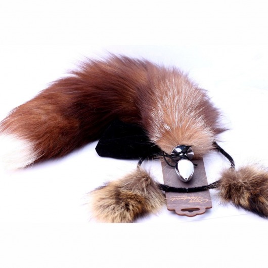 Игровой комплект: серебристая анальная пробка с пушистым хвостом и ободок-ушки - Crazy Handmade - купить с доставкой в Люберцах