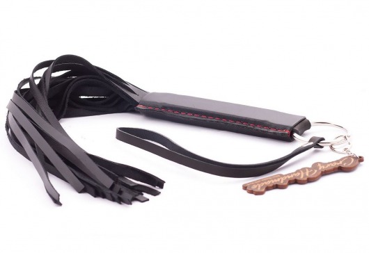 Черная кожаная плеть с удобной ручкой - 50 см. - Crazy Handmade - купить с доставкой в Люберцах