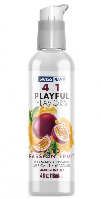 Массажный гель 4-в-1 Wild Passion Fruit с ароматом маракуйи - 118 мл. - Swiss navy - купить с доставкой в Люберцах