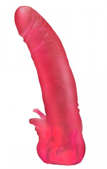 Розовая насадка для страпона с клиторальными лепестками - 18,5 см. - LOVETOY (А-Полимер) - купить с доставкой в Люберцах
