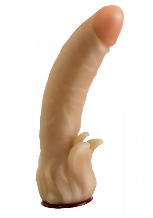 Телесная гелевая насадка-фаллос с клиторальными лепестками - 18,5 см. - LOVETOY (А-Полимер) - купить с доставкой в Люберцах