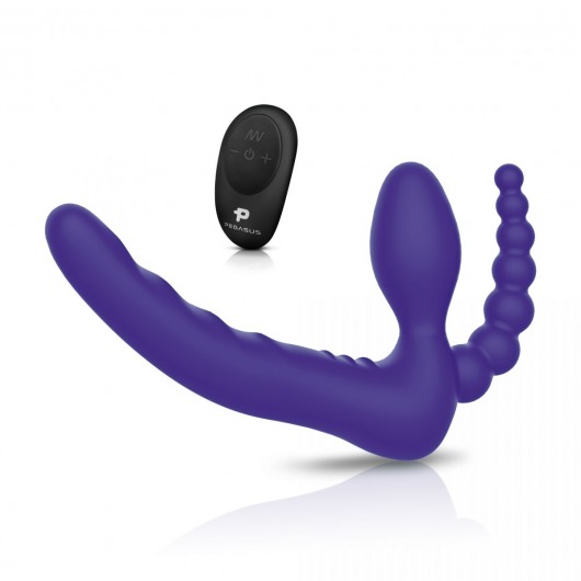 Фиолетовый безремневой страпон с пультом ДУ 7’’ Remote Control Strapless - 24 см. - Pegasus - купить с доставкой в Люберцах