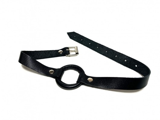 Черный кляп-кольцо на кожаных ремешках - БДСМ Арсенал - купить с доставкой в Люберцах