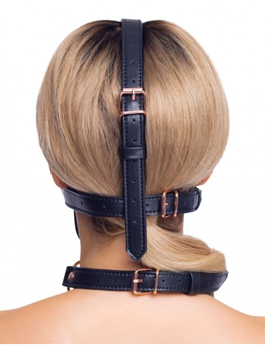 Черный намордник с кляпом-шаром Head Harness With A Gag - Orion - купить с доставкой в Люберцах