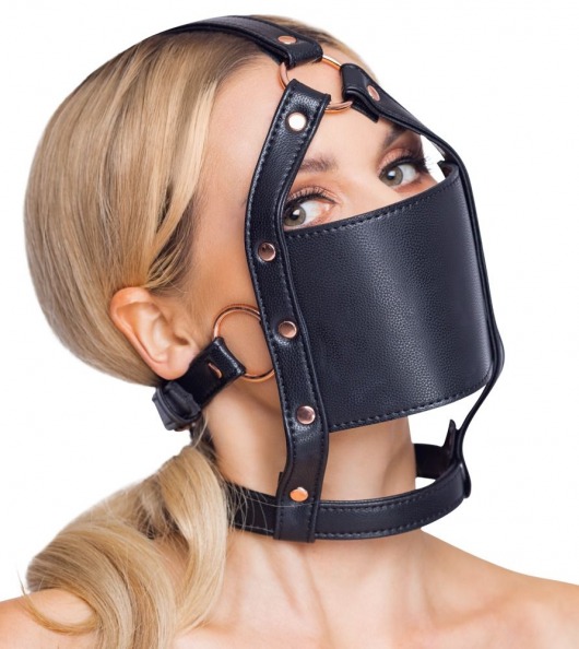 Черный намордник с кляпом-шаром Head Harness With A Gag - Orion - купить с доставкой в Люберцах