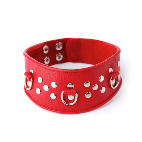 Кожаный красный ошейник с велюровой подкладкой - Sitabella - купить с доставкой в Люберцах