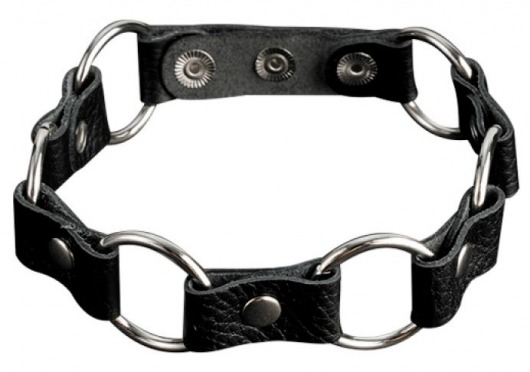 Кожаный черный ошейник с кольцами - Sitabella - купить с доставкой в Люберцах