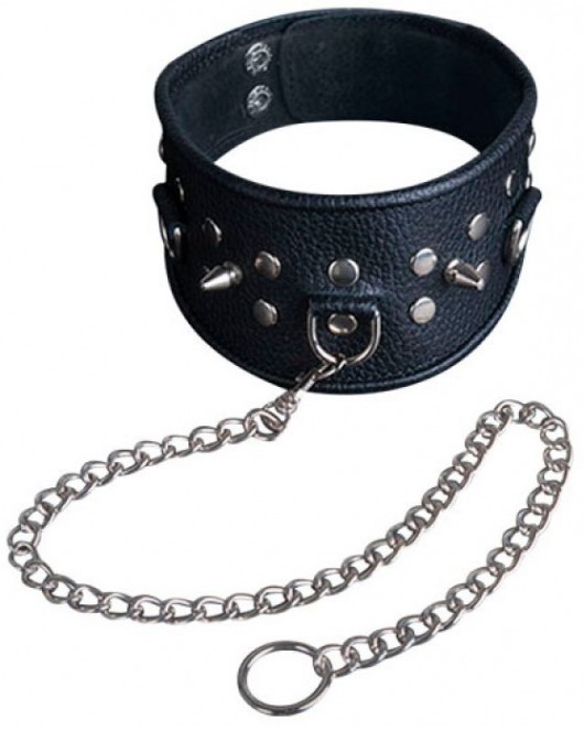 Чёрный ошейник из кожи - Sitabella - купить с доставкой в Люберцах