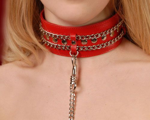 Красный ошейник с цепочками - Sitabella - купить с доставкой в Люберцах