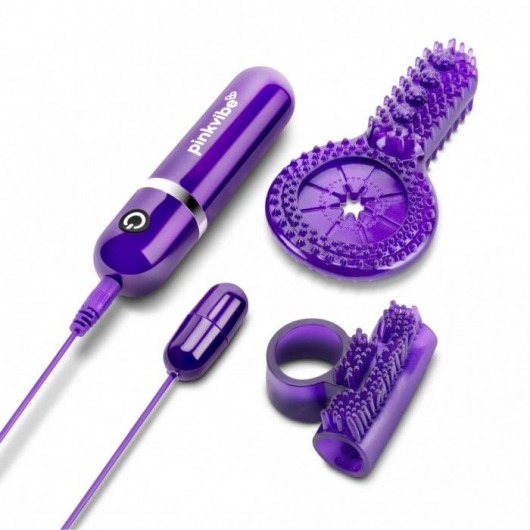 Набор из 2 фиолетовых эрекционных колец с вибрацией - Pink Vibe - в Люберцах купить с доставкой