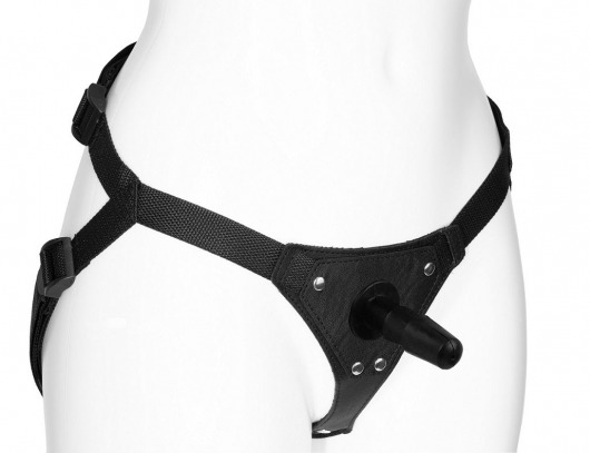 Черный женский пояс-трусики с плугом - LOVETOY (А-Полимер) - купить с доставкой в Люберцах