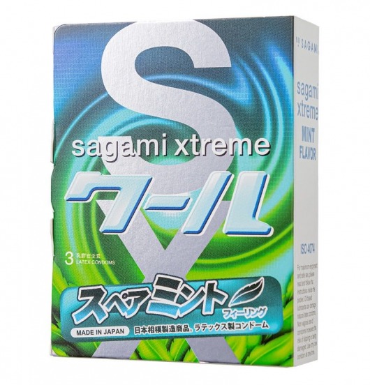 Презервативы Sagami Xtreme Mint с ароматом мяты - 3 шт. - Sagami - купить с доставкой в Люберцах