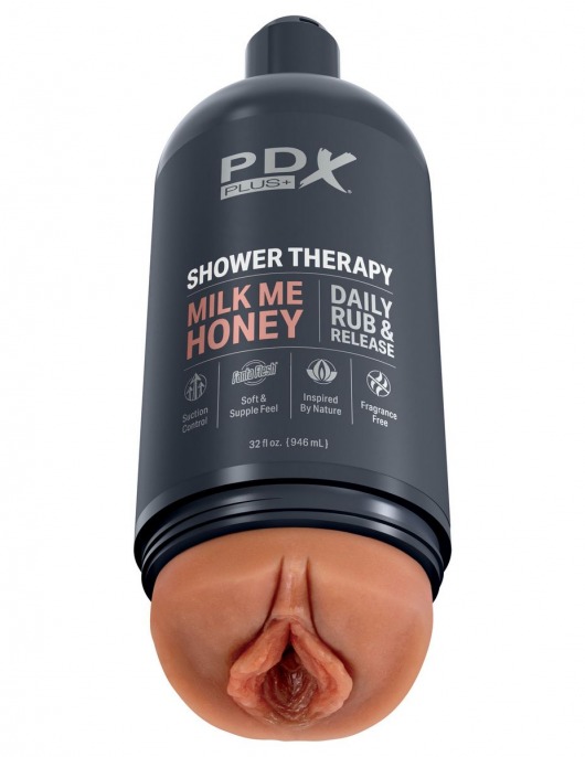 Мастурбатор-вагина цвета карамели Shower Therapy Milk Me Honey - Pipedream - в Люберцах купить с доставкой