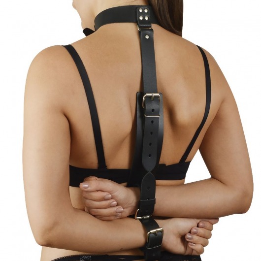 Черная кожаная фиксация рук за спиной  Новичок - Sitabella - купить с доставкой в Люберцах