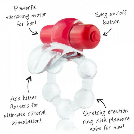 Виброкольцо с язычком и красным виброэлементом Overtime - Screaming O - в Люберцах купить с доставкой