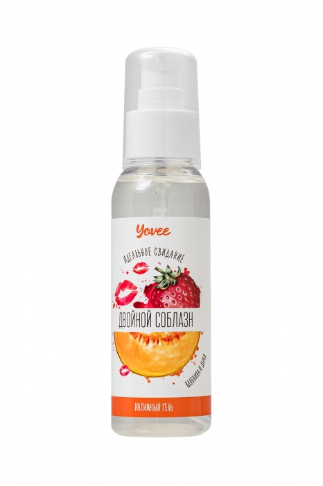 Съедобная гель-смазка Yovee «Двойной соблазн» с Д-пантенолом и вкусом клубники и дыни - 100 мл. - ToyFa - купить с доставкой в Люберцах