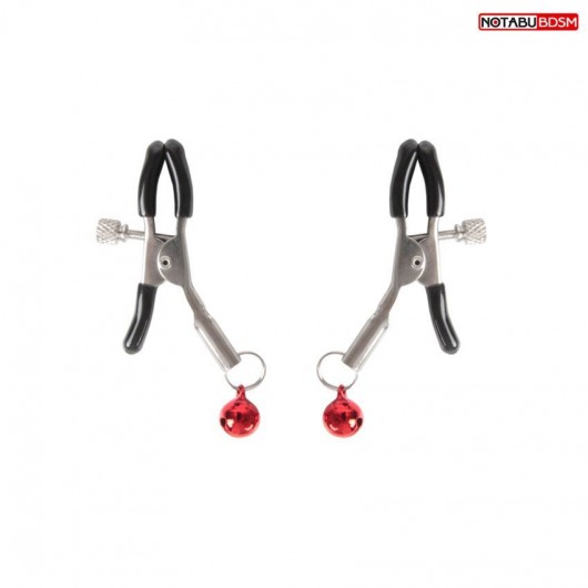 Серебристые зажимы на соски с шариками - Notabu - купить с доставкой в Люберцах