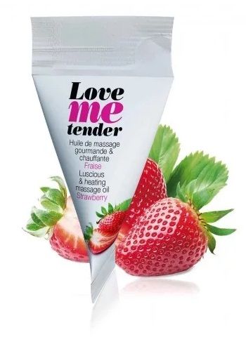 Съедобное согревающее массажное масло Love Me Tender Strawberry с ароматом клубники - 10 мл. - Love to Love - купить с доставкой в Люберцах