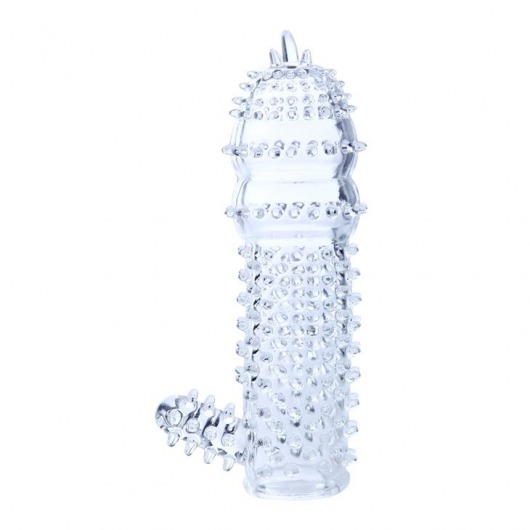 Прозрачная насадка на пенис с шипами и стимулятором клитора - 14,2 см. - Baile - в Люберцах купить с доставкой