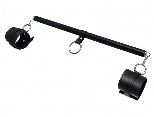 Черная распорка для ног с кожаными манжетами - Pecado - купить с доставкой в Люберцах