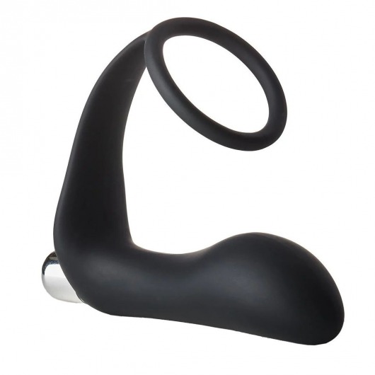 Черное эрекционное кольцо с вибропробкой Vibrating Anal Plug With Cockring - Dream Toys - в Люберцах купить с доставкой