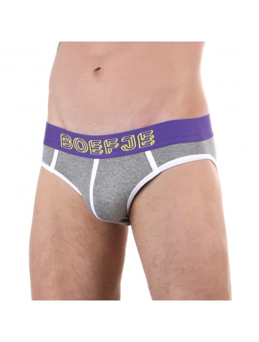 Серые меланжевые трусы-джоки с брендированной резинкой - Boefje купить с доставкой