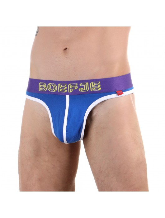 Синие сексуальные трусы-тонги с широким поясом - Boefje купить с доставкой